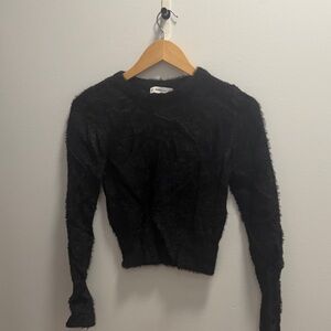 Zara Black Textured Long Sleeve Top